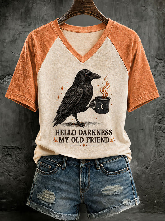 Women's Hello Darkness My Old Friend Printed Casual T-shirt