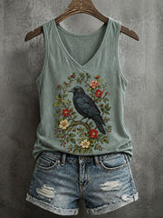 Women's Gothic Raven Print Casual T-shirt