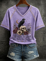 Women's "Without The Dark We Would Never See The Stars" Printed Casual T-Shirt