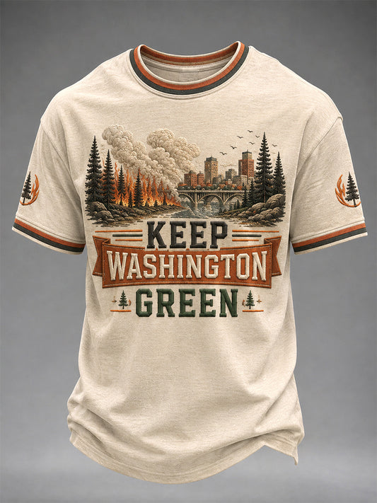Men's Pray For Spokane Complex Fire Print Casual Tee