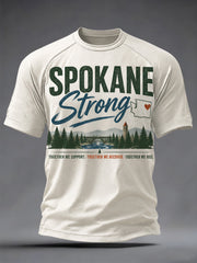Men's Pray For Spokane Complex Fire Print Casual Tee