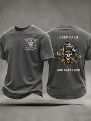 Men's "Keep Calm And Carry Rum" Fun Pirate Rum Casual T-shirt