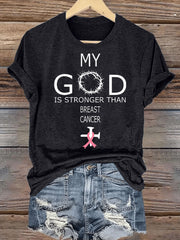 Women's My God Is Stronger Than Brest Cancer Short Sleeve T-Shirt
