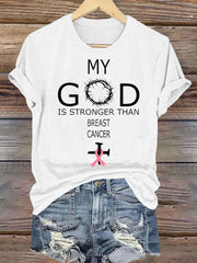 Women's My God Is Stronger Than Brest Cancer Short Sleeve T-Shirt