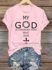 Women's My God Is Stronger Than Brest Cancer Short Sleeve T-Shirt