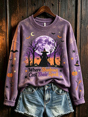 Women's Halloween Witch Element Pattern Printed Casual Sweatshirt