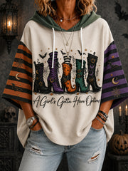 Women's Halloween A Girl's Gotta Have Options Witches Print Casual 3/4 Sleeve Hoodie