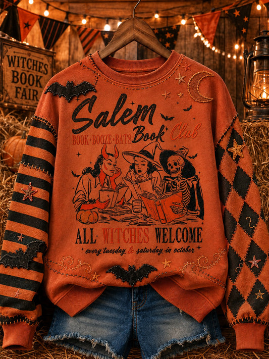 Women's Salem Book Club All Witches Welcome Printed Sweatshirt