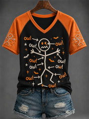 Women's Halloween Printed V-neck T-shirt