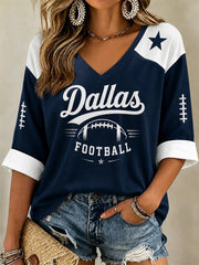Women's Football Gameday Gift For Football Fans Casual V-Neck Tee