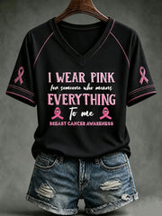 Women's I Wear Pink For Someone Who Means Everything V-neck  T-shirt