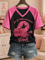 Women's In October We Wear Pink Printed Casual T-Shirt