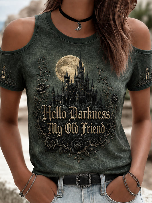 Women's Hello Darkness My Old Friend Halloween Print T-shirt
