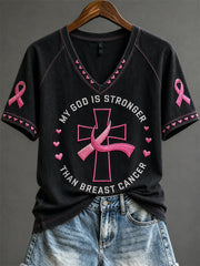 Women's My God Is Stronger Than Breast Cancer short-sleeved T-shirt