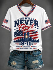 Women's America Printed V-neck T-shirt