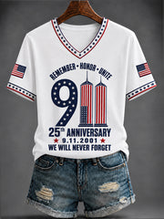 Women's America Printed V-neck T-shirt