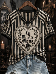 Women's Halloween Til We Are Ghosts Heart Gothic Print short sleeve T-shirt