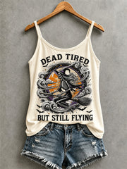 Women's Dead Tired But Still Flying Print Casual Vest