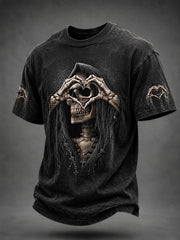 Men's Halloween Skull Print Casual Tee