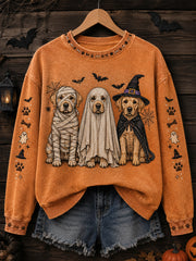 Women's Funny Halloween Dogs Print Casual Sweatshirt
