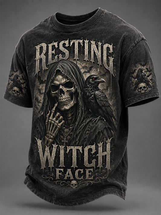 Men's Halloween Skull Print Casual Tee