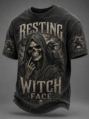 Men's Halloween Skull Print Casual Tee