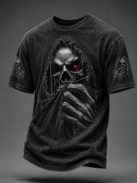Men's Halloween Skull Print Casual Tee