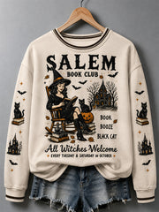 Women's Halloween Salem Book Club Print Sweatshirt
