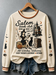 Women's Halloween Salem Book Club Print Sweatshirt