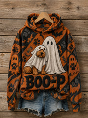 Women's Halloween Boo-P Dog Printed Hoodie