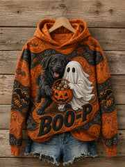 Women's Halloween Boo-P Dog Printed Hoodie