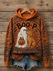 Women's Halloween Boo-P Dog Printed Hoodie