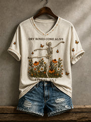 Women's Halloween Faith Lover Dry Bones Come Alive Printed T-shirt