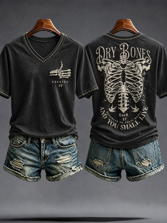 Women's Halloween Faith Lover Dry Bones Come Alive Printed T-shirt
