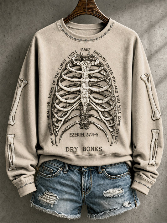 Women's Halloween Faith Lover Dry Bones Come Alive Printed Sweatshirt