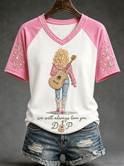 Women's We Will Always Love You Thank You Country Music Legend Tribute V-Neck Tee