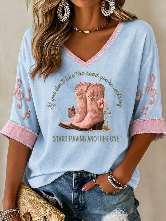 Women's Rip Country Music Lover Queen of Country Printed T-shirt
