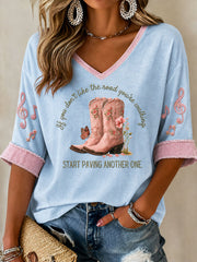 Women's Rip Country Music Lover Queen of Country Printed T-shirt