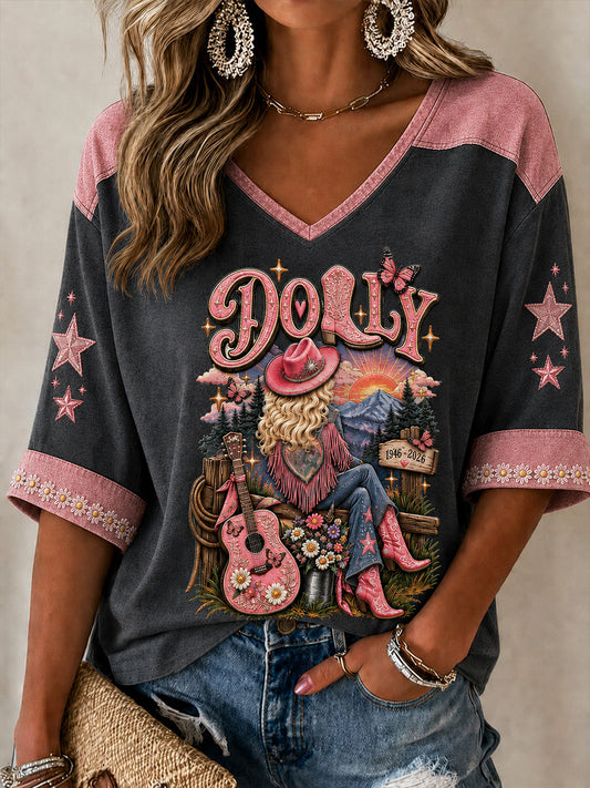Women's Rip Country Music Lover Queen of Country Printed T-shirt