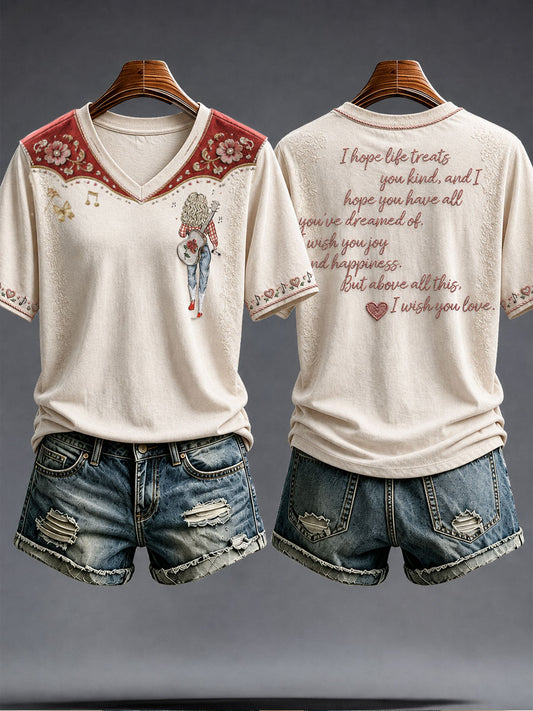 Women's Rip Country Music Lover Queen of Country Printed T-Shirt