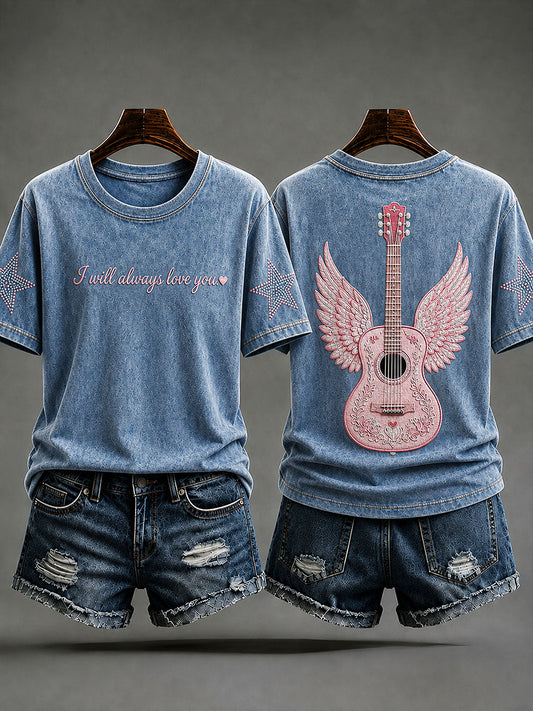 Women's Rip Country Music Lover Queen of Country Printed T-shirt