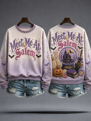 Women's Halloween Salem Witches Art Printed Sweatshirt