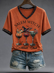 Women's Halloween Salem Witches Art Printed T-shirt