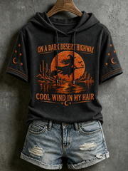 Women's Halloween Witch Embroidery Short-Sleeve Hooded T-Shirt