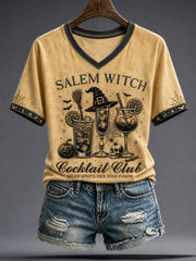 Women's Halloween Salem Witches Art Printed T-shirt