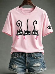Women's Breast Cancer Awareness Print Short-sleeved T-shirt