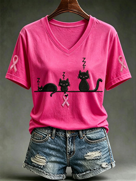 Women's Breast Cancer Awareness Print Short-sleeved T-shirt