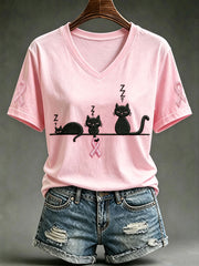 Women's Breast Cancer Awareness Print Short-sleeved T-shirt