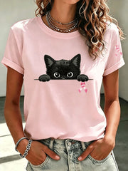 Women's Breast Cancer Awareness Print Short-sleeved T-shirt