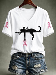Women's Breast Cancer Awareness Print Short-sleeved T-shirt